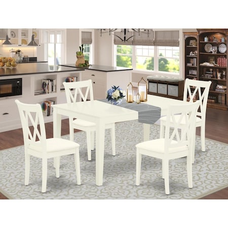 East West Furniture 5 Piece Capri Dining Set - Linen White CACL5-LWH-C